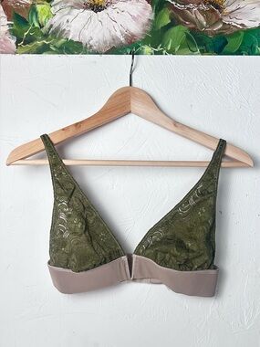 Free People Adjustable Olive Lace Bralette with Beige Band